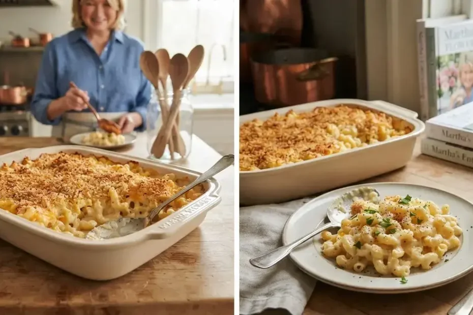 Martha Stewart Mac and Cheese: The Creamiest Recipe You Will Ever Make 1 Martha Stewart mac and cheese with a crispy golden topping and creamy melted cheese